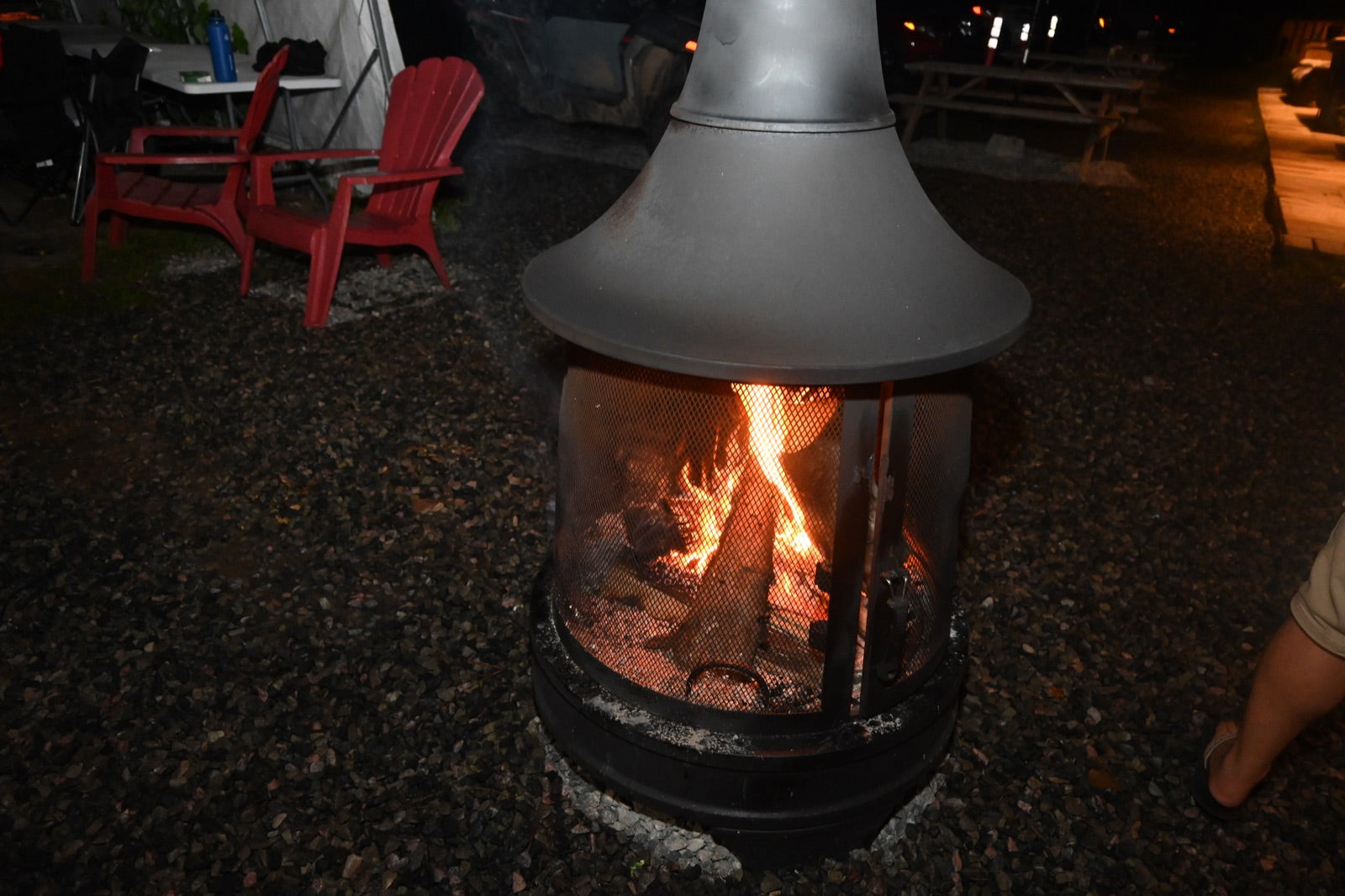 Outdoor fireplace beside the Fort Ouest gathering area