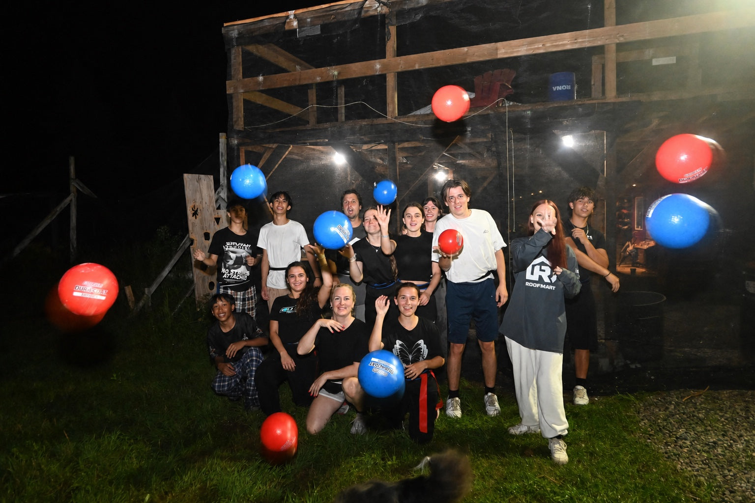 Grab or Tag group celebrating together during an evening event